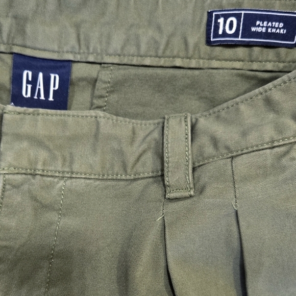 GAP NWT High Rise Pleated Wide-Leg Khakis Army Jacket Green Garment Dyed Pants - Picture 7 of 9